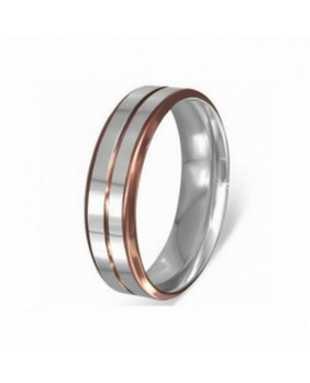 Bronze and silver colored ring