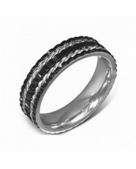 Black and silver ring for men
