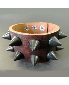 Brown leather bracelet with...