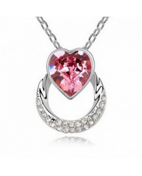 Pink heart pendant with ring