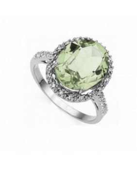 Silver and green amethyst ring