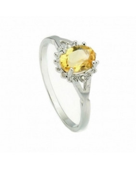 Citrine silver and stone ring