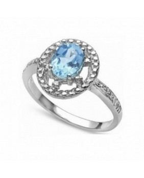 Blue topaz on silver ring