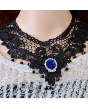 Victorian cameo necklace blue
