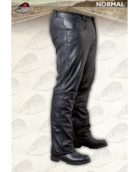 Pantalon noir homme en cuir vachette