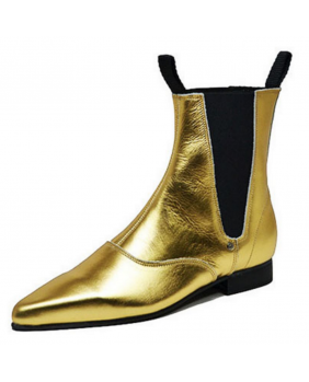 Boots Années Sixties dorées métalliques en cuir Steelground 