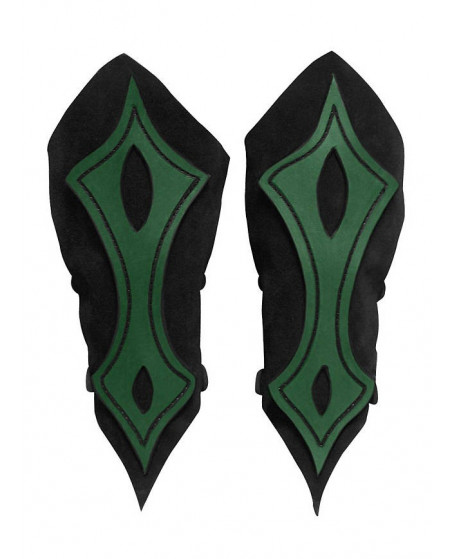 Brassards archer en cuir noir et vert
