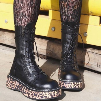 Gothic rock wedge boots for women