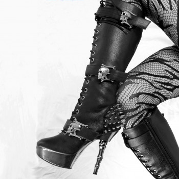 Gothic rock stiletto heel boots