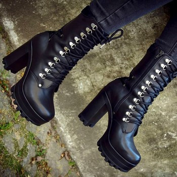 Gothic, rock high heel boots