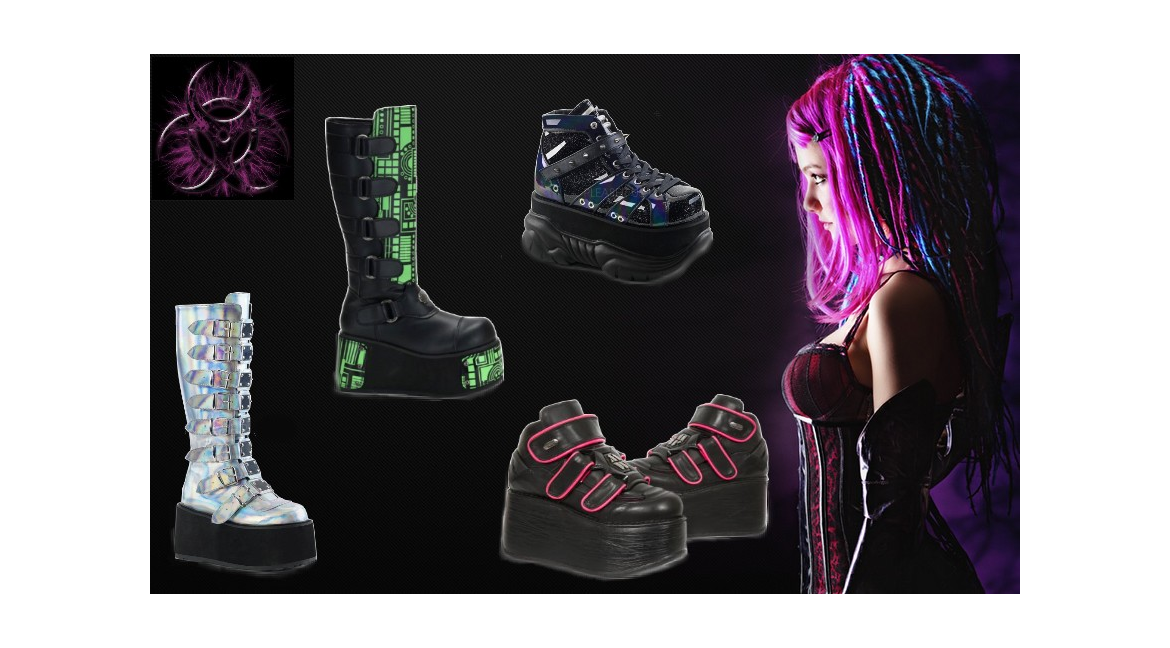 Cyber goth shoes and boots